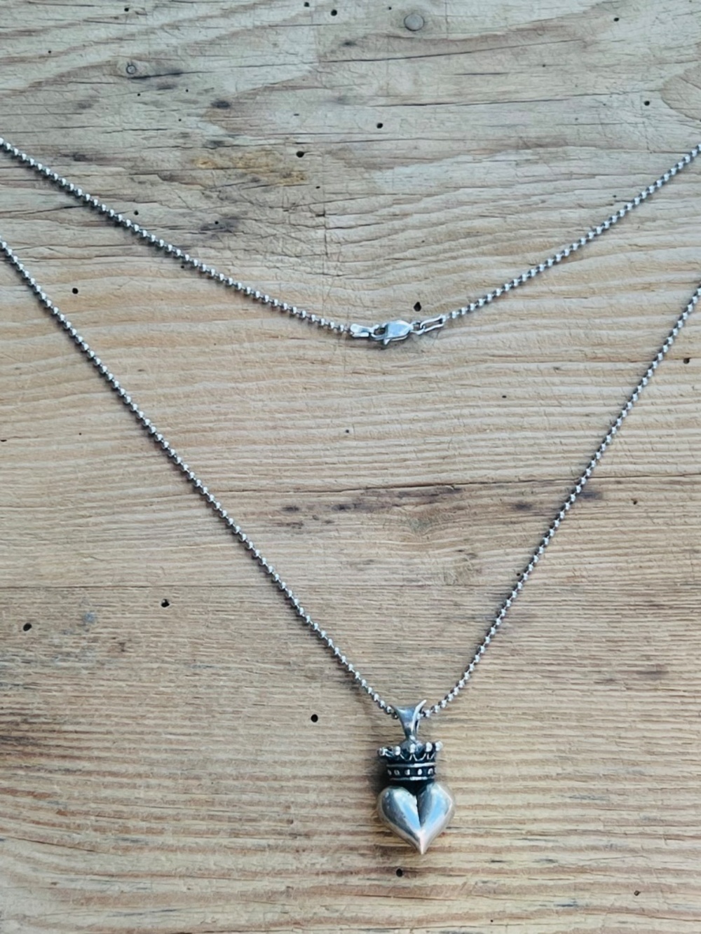 Vintage- King Baby Studio- .925 Silver (Italy) Crown Heart Pendant Necklace - Picture 9 of 12